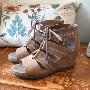 SOREL Joanie II Ghillie Lace Wedge Sandal US Size 8.5